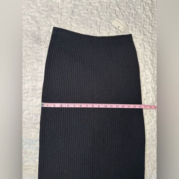Vintage Steve Fabrikant Wool Ribbed Midi Skirt Black NWT 90s Minimalist USA Med. - Picture 10 of 10